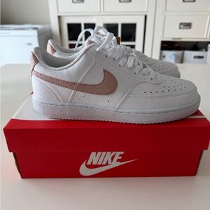 Nike White and Pink Low-Top Sneakers